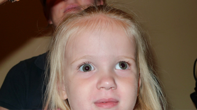 Child before eye muscle surgery